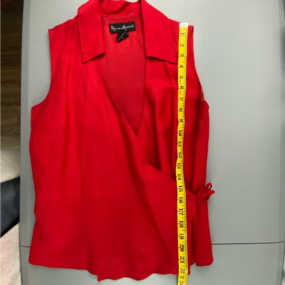 Mercer & Madison red linen blend wrap sleeveless top wms sz 4 - Picture 10 of 12